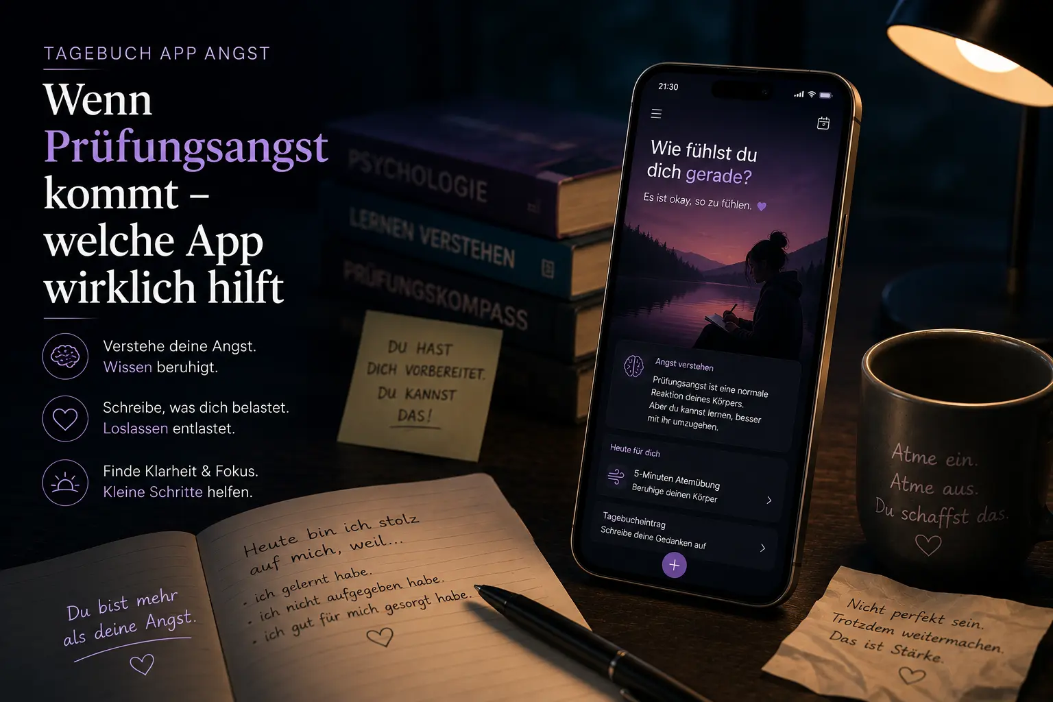 Tagebuch App Angst 2026: Wenn Prüfungsangst kommt – welche App wirklich hilft
